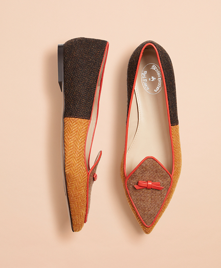 Patchwork Wool Tweed Point-Toe Flats 