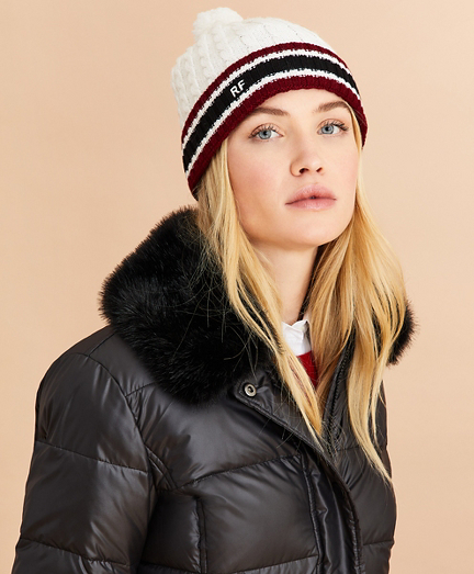 Striped Cable-Knit Wool-Cotton Hat