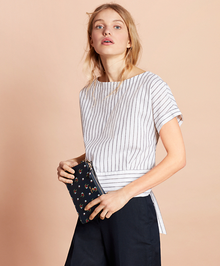 Floral-Print Saffiano Leather Wristlet Clutch