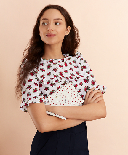 Heart-Print Saffiano Leather Wristlet Clutch