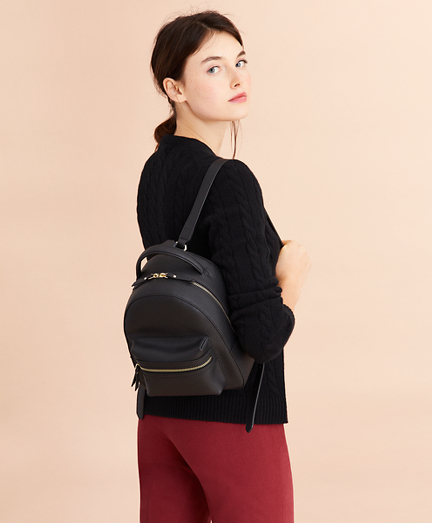 black pebbled leather backpack