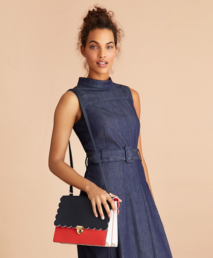 Color-Block Saffiano Leather Shoulder Bag