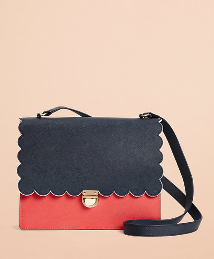 navy leather shoulder bag