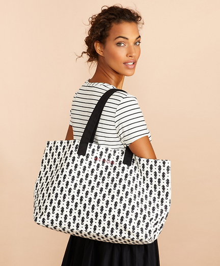 Seahorse-Print Canvas Tote Bag