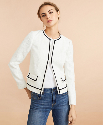 white boucle jacket