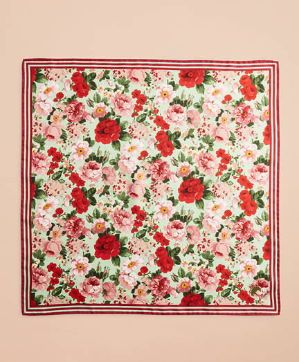 Floral-Print Silk Square Scarf