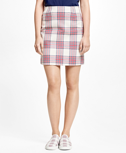 plaid skirt red and white