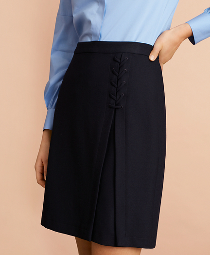 Twill Lace-Up A-Line Skirt