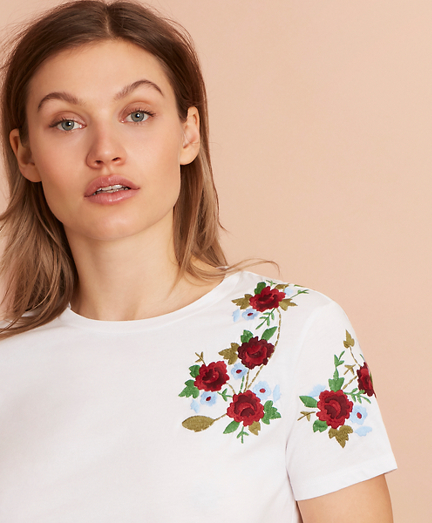 Floral-Embroidered T-Shirt - Brooks Brothers