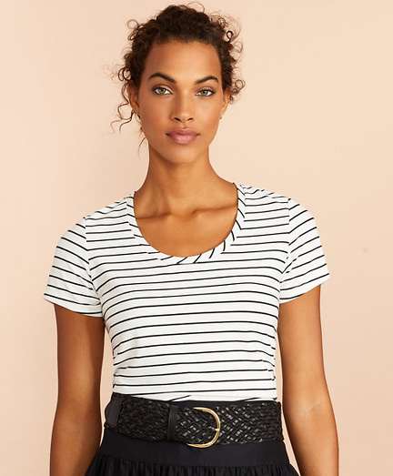 Striped Scoop-Neck T-Shirt