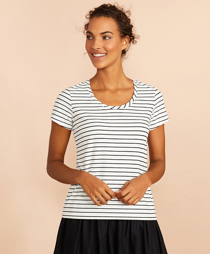 Striped Scoop-Neck T-Shirt - Brooks Brothers