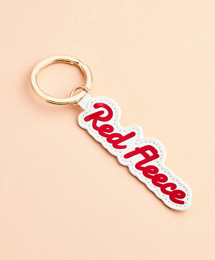 Leather Red Fleece Logo Key Fob