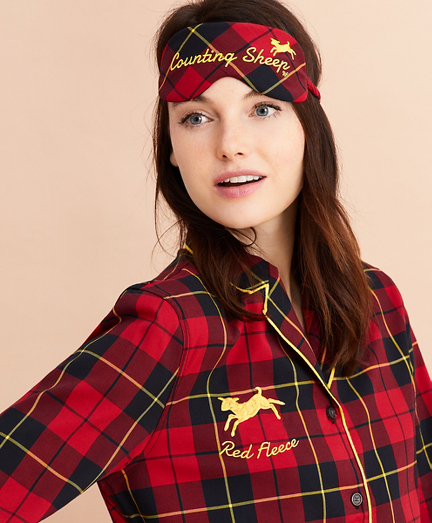 Tartan Cotton Twill Pajama & Eye-Mask Set