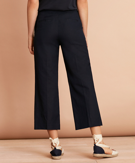 Irish Linen-Cotton Cropped Wide-Leg Pants - Brooks Brothers