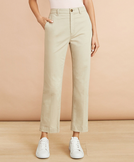 Stretch Cotton Twill Ankle Pants