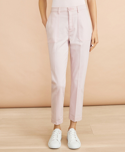 Stretch Cotton Sateen Patch Pocket Pants