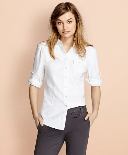 Dobby-Dot Cotton Oxford Shirt