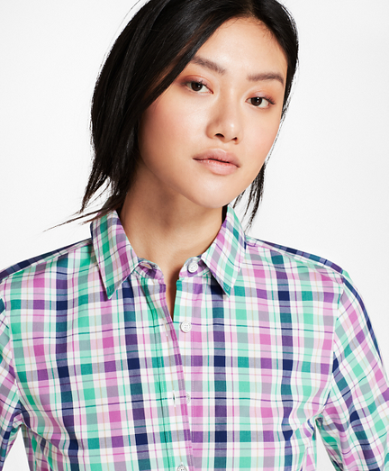 Plaid Stretch Cotton Poplin Fun Shirt