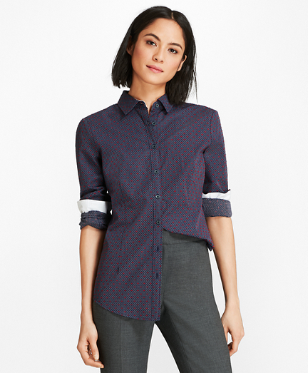 Cotton Clip-Dot Jacquard Shirt
