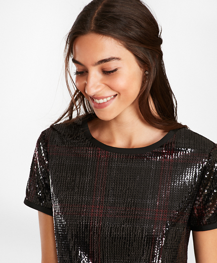 black and red sequin top