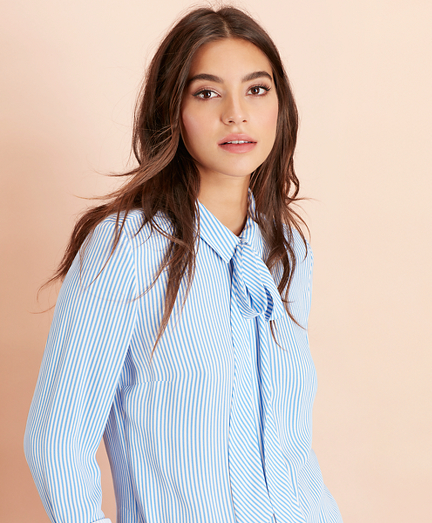 Bow-Neck Crepe Shirt