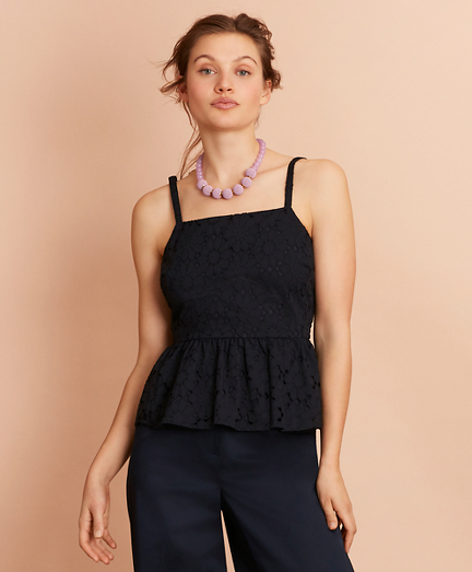 Floral Cotton Eyelet Peplum Top