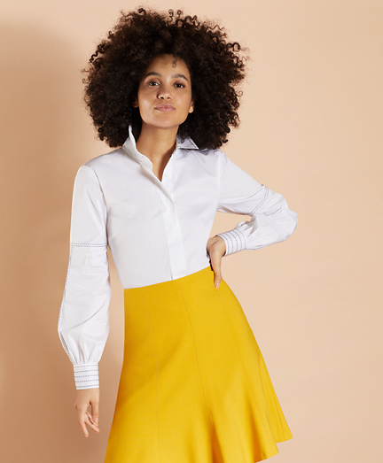 Bishop-Sleeve Poplin Blouse