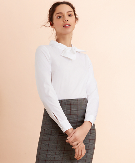 Bow-Collar Poplin Blouse