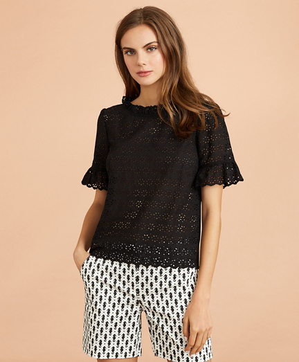 Cotton Eyelet Bell-Sleeve Blouse