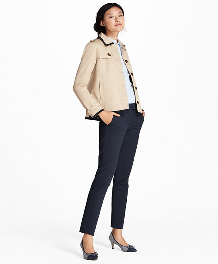 Water Repellent Twill Cropped Swing Jacket Brooks Brothers