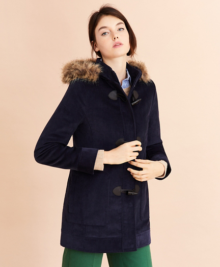 Water-Repellent Cotton Corduroy Duffle Coat