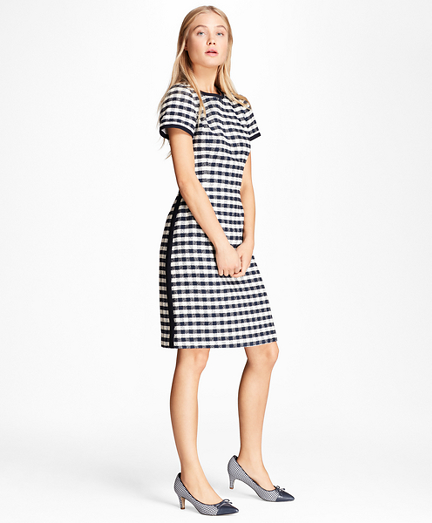 Gingham Boucle Shift Dress - Brooks Brothers