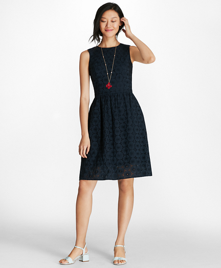 navy eyelet dress