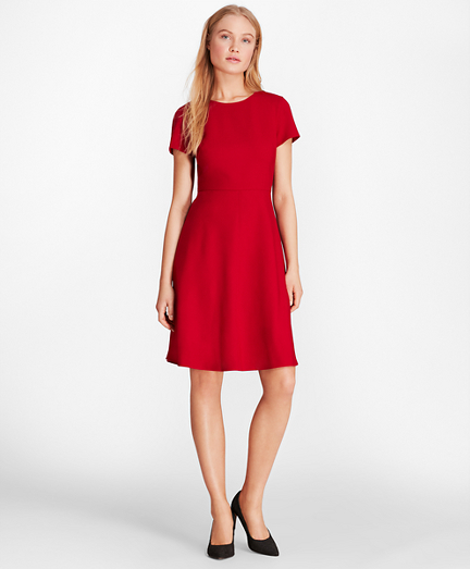 Wool-Blend Twill A-Line Dress