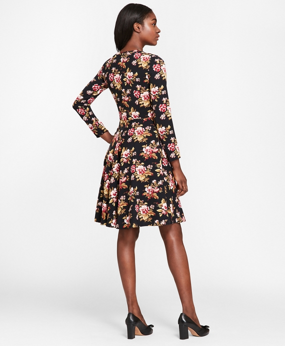 Floral-Print Satin A-Line Dress | Brooks Brothers