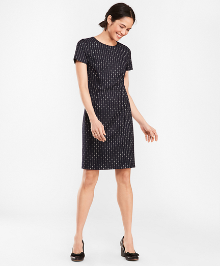 Polka-Dot Striped Wool-Blend Dress