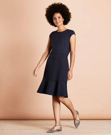 Ponte-Knit Flounce-Hem Dress
