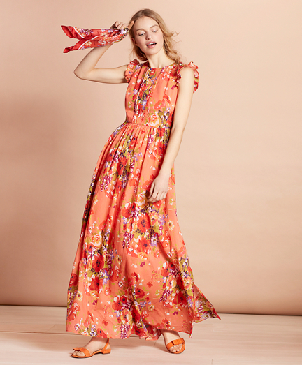 red flowered maxi dress