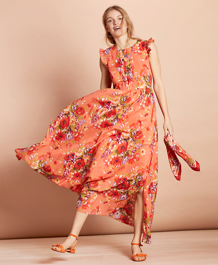 orange floral maxi dress