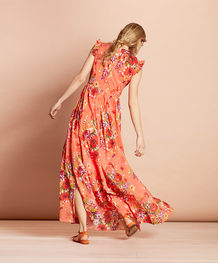 orange floral maxi dress