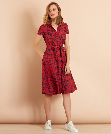 red midi shirt dress