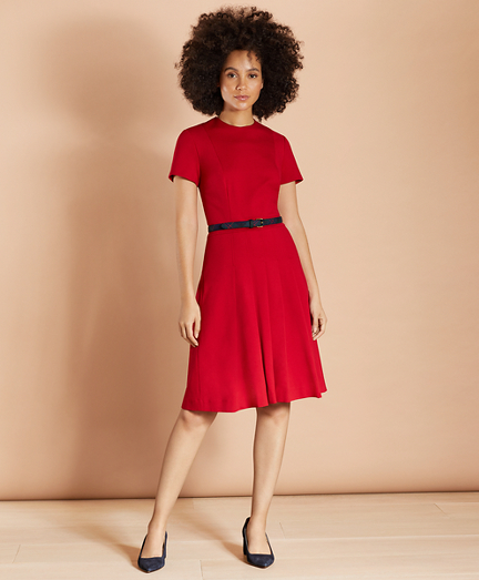 Ponte Knit Pleated Dress