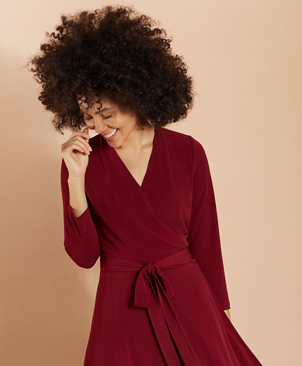 maroon wrap dress
