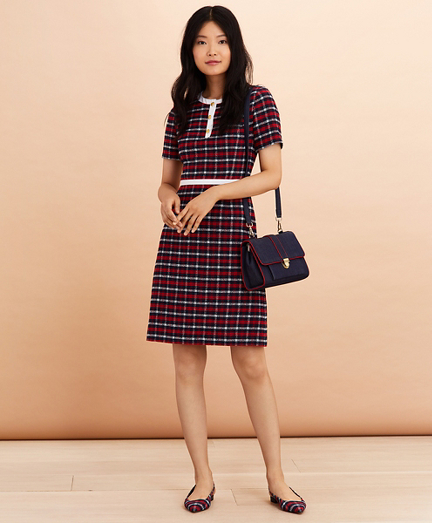 Checked Boucle A-Line Dress - Brooks 