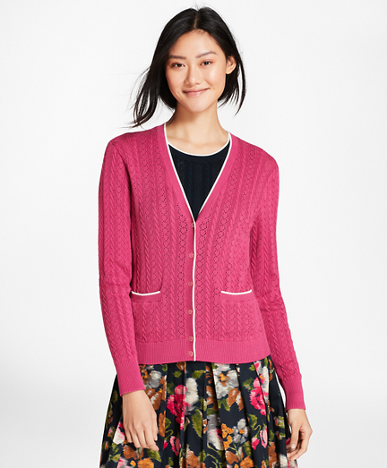 cotton pointelle cardigan