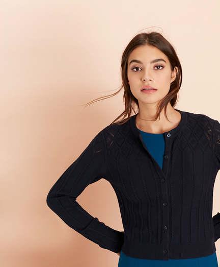 pointelle cropped cardigan