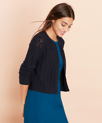 cropped cable cardigan