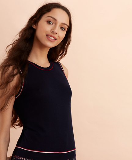 Stripe-Tipped Merino Wool Top