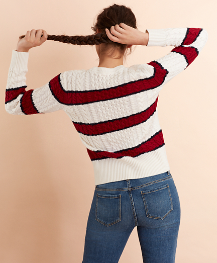 brooks brothers cotton cable crew neck sweater