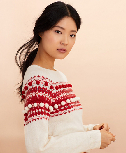 Stretch Merino Wool Fair Isle Sweater